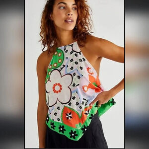 Floral Halter Neck Top - Multicolor